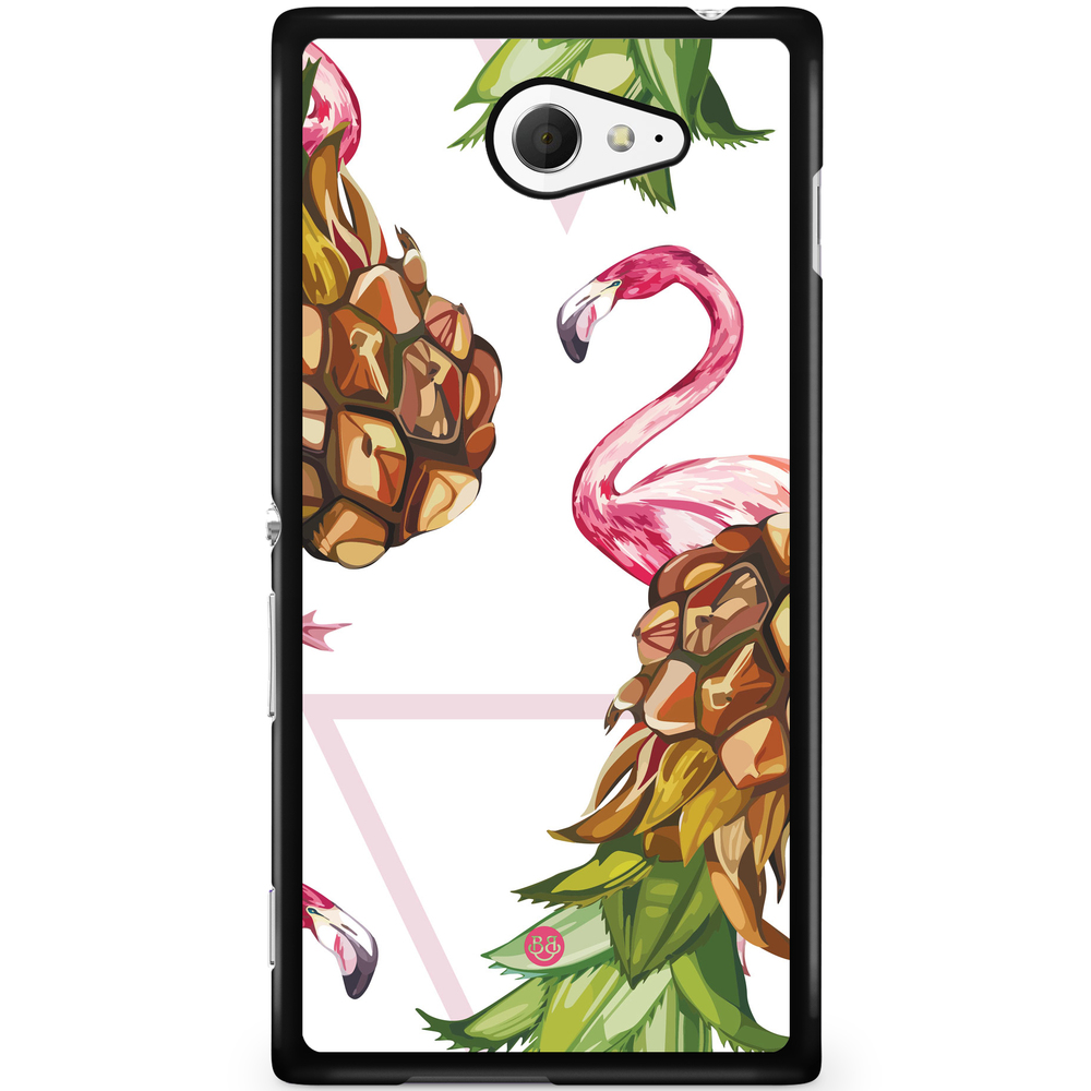 Sony Xperia M2 Aqua Case - Pineapple & Flamingo