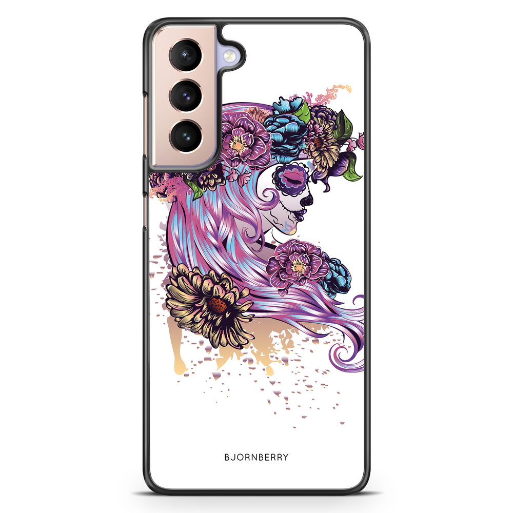Samsung Galaxy S21 Case - Skull Girl Flowers