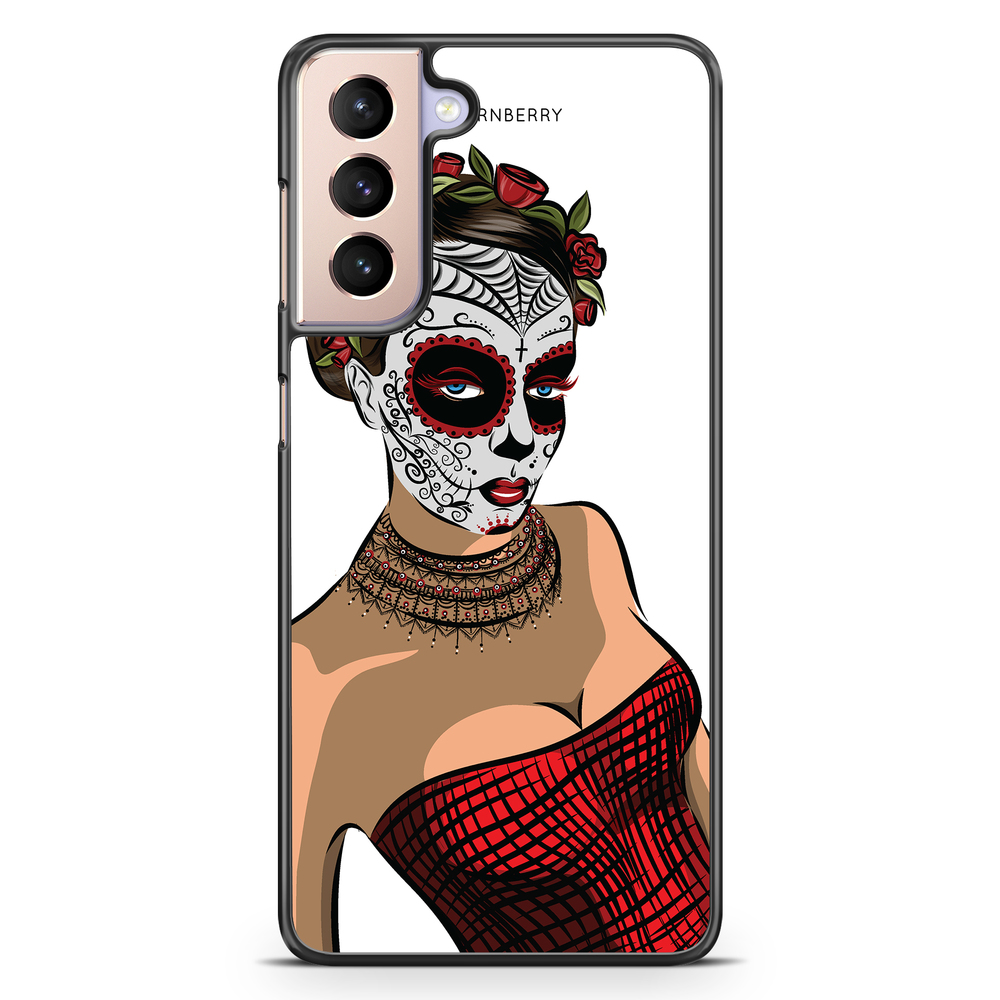 Samsung Galaxy S21 Case - Skull Mask Flowers