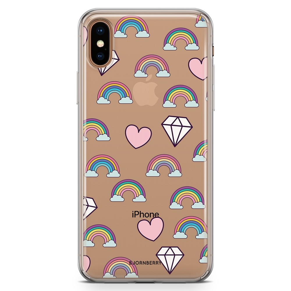 iPhone Xs Max Fashion Case - Rainbows & Diamonds