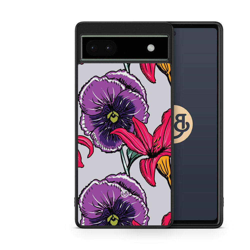 Google Pixel 6a Case - Purple/Cerise Floral