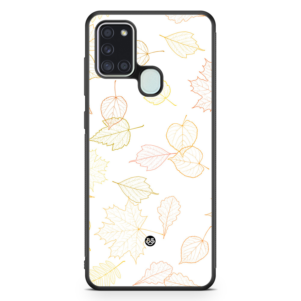 Samsung Galaxy A21s Case - White and Leaves