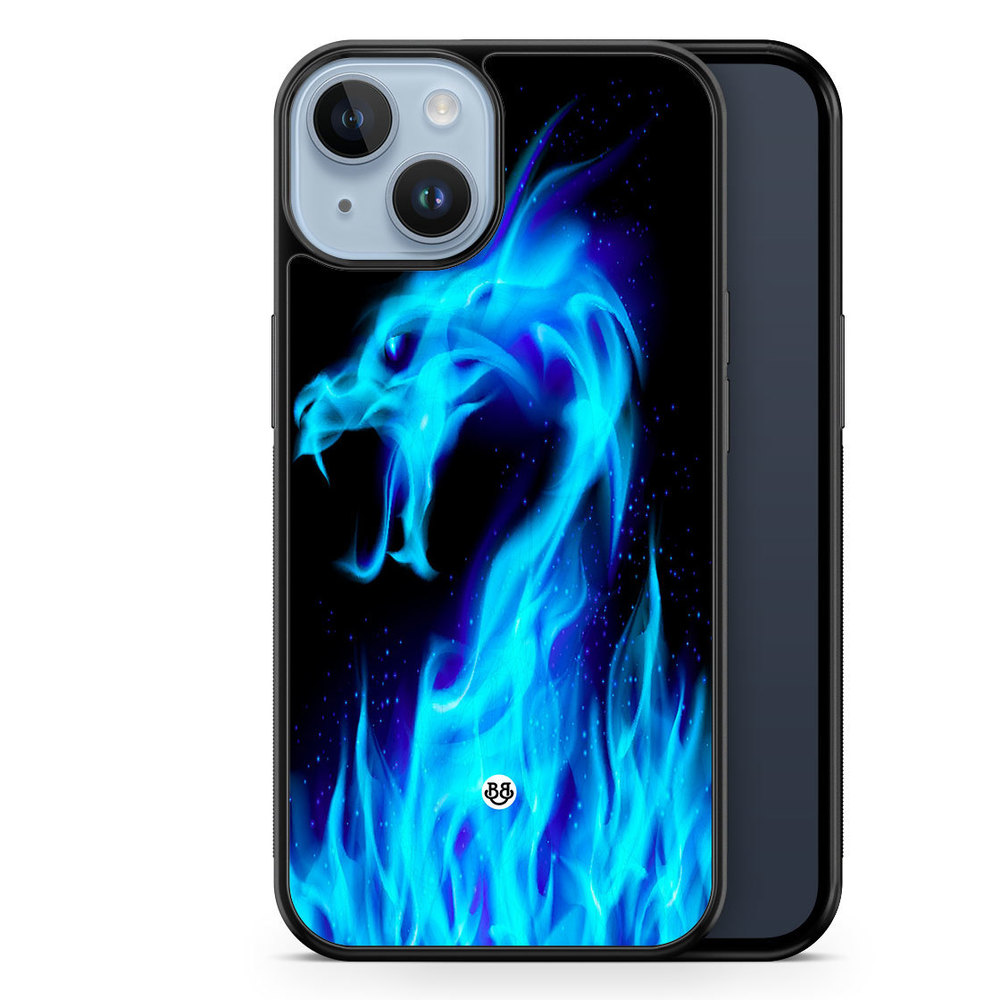iPhone 14 Plus Case - Blue Flames Dragon