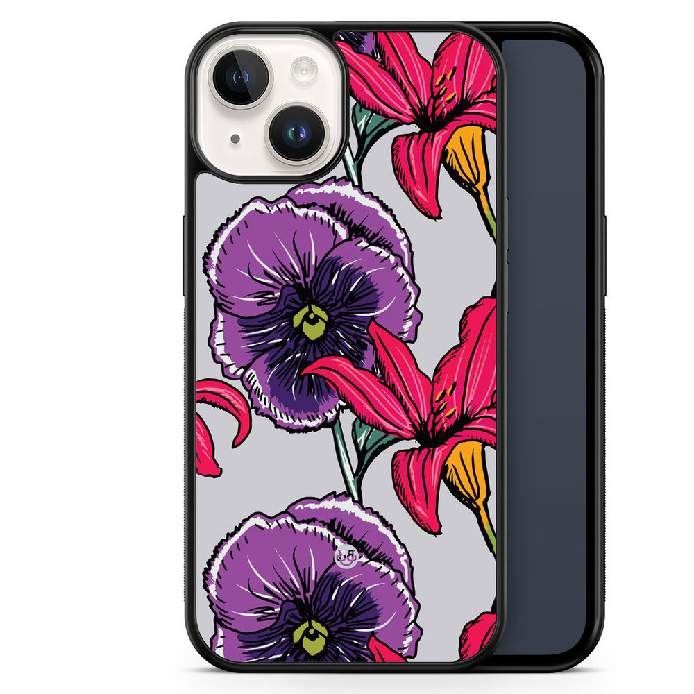 iPhone 14 Case - Purple/Cerise Floral