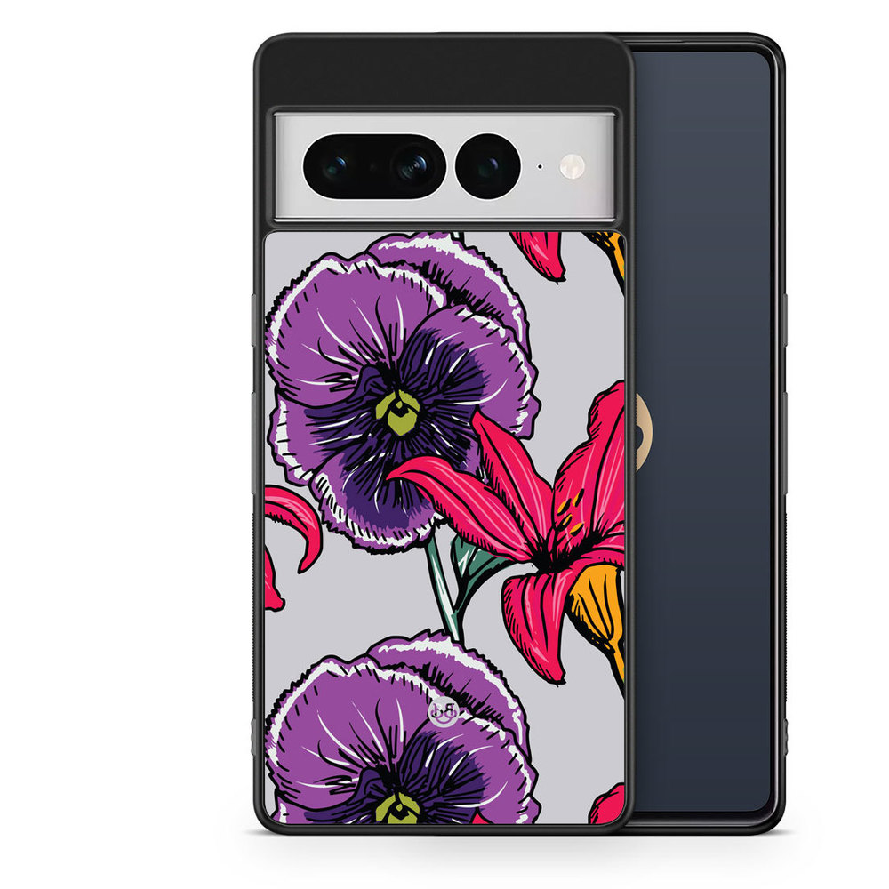 Google Pixel 7 Pro Case - Purple/Cerise Floral