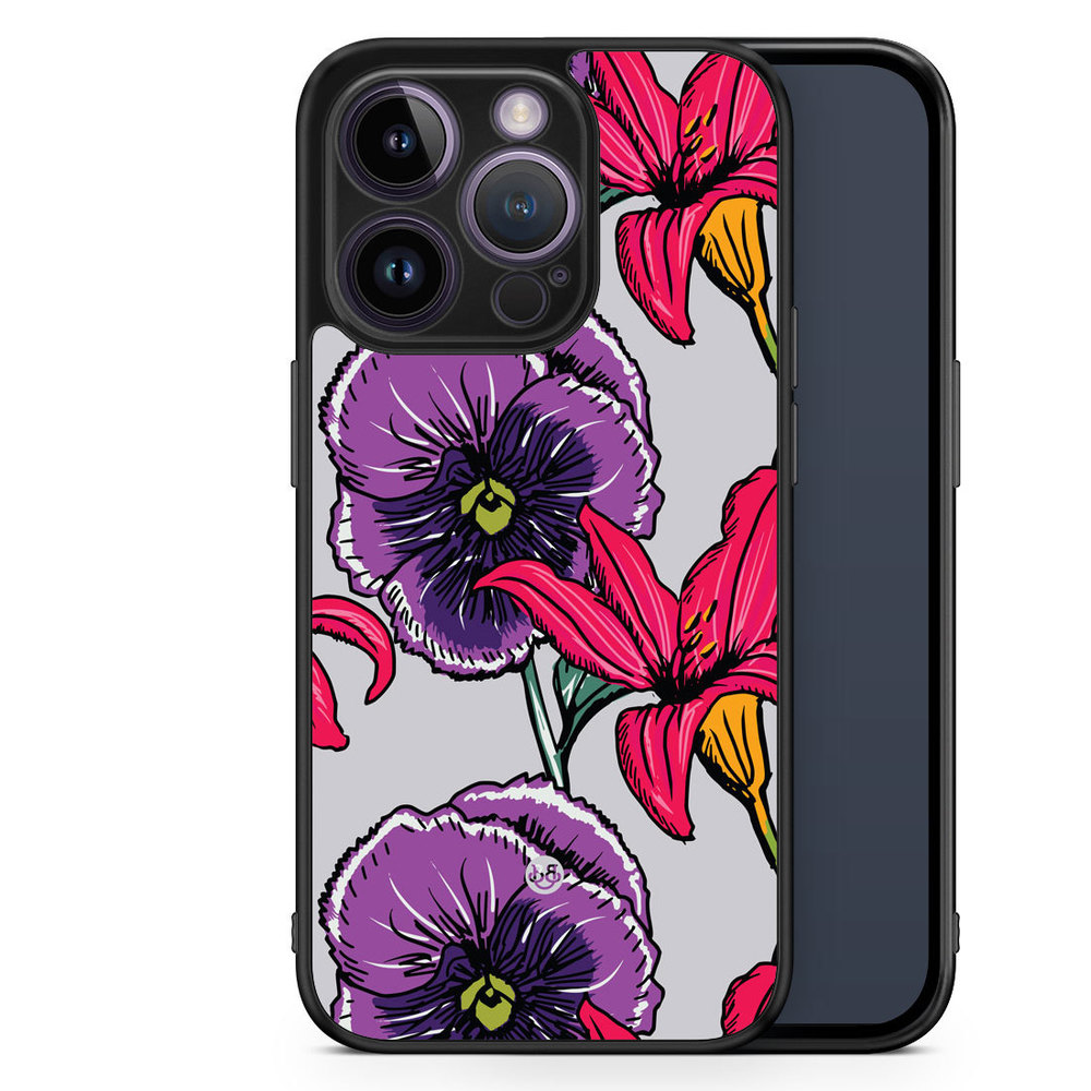iPhone 14 Pro Case - Purple/Cerise Floral