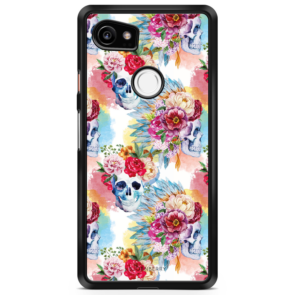 Google Pixel 2 XL Case - Skulls And Flowers