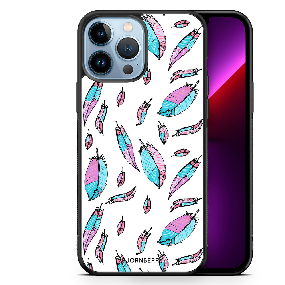 iPhone 13 Pro Max Case - Pink/Blue Feathers