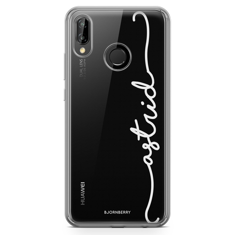 Huawei P20 Lite Fashion Custom Case - Vertical White Name