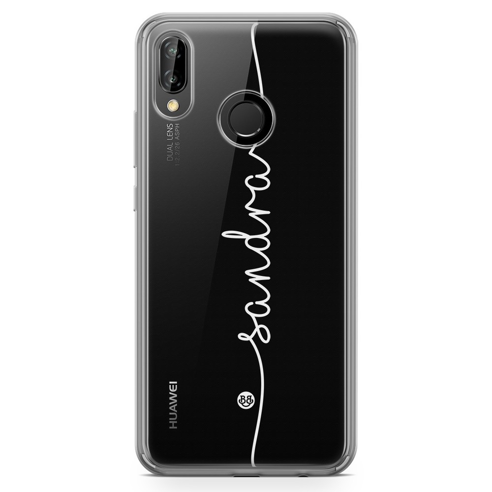 Huawei P20 Lite Fashion Custom Case - Centered Name White