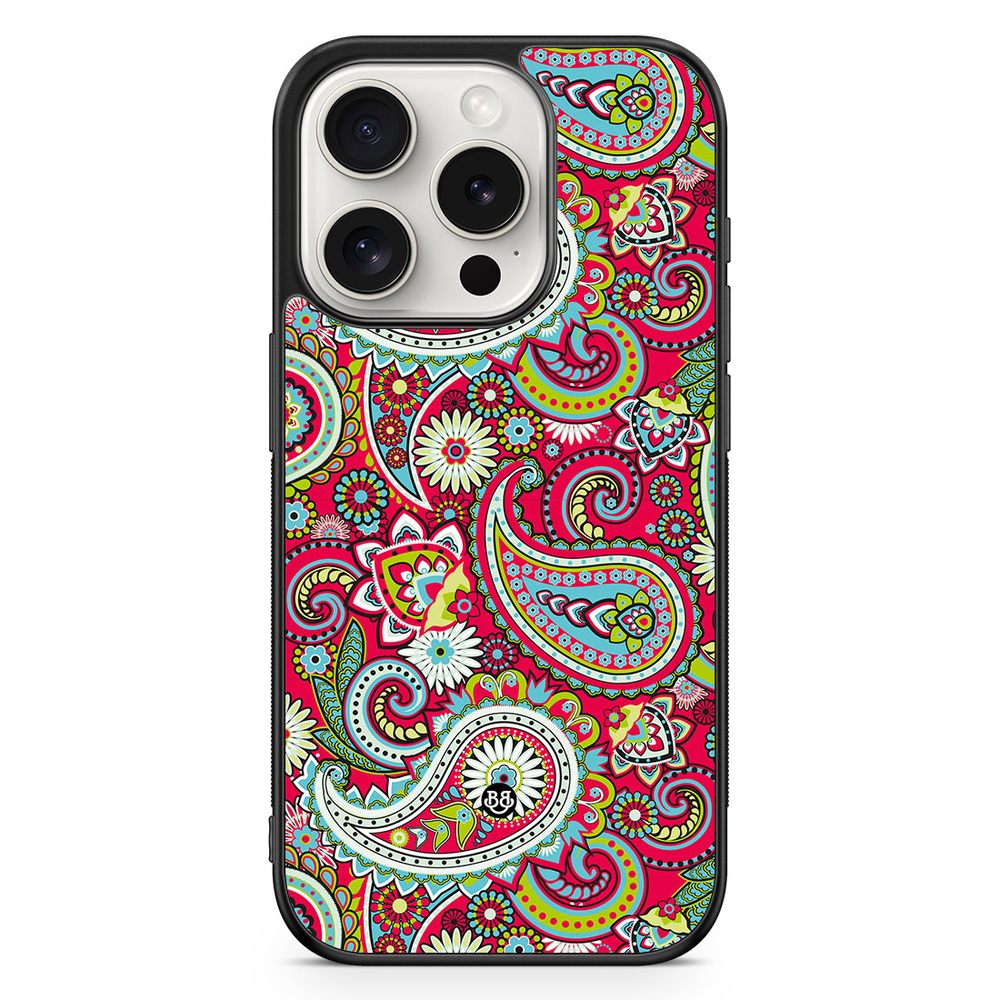 iPhone 15 Pro Case - Röd Paisley