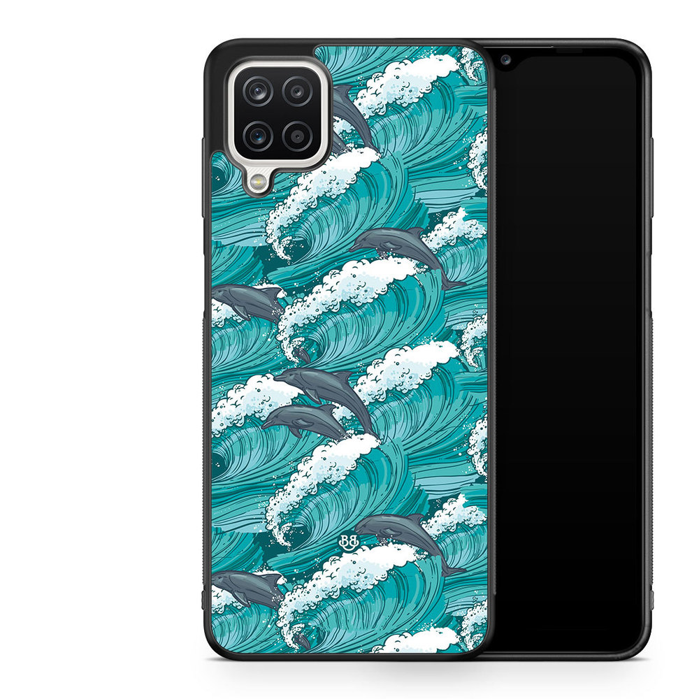 Samsung Galaxy A12 Case - Waves and Dolphins