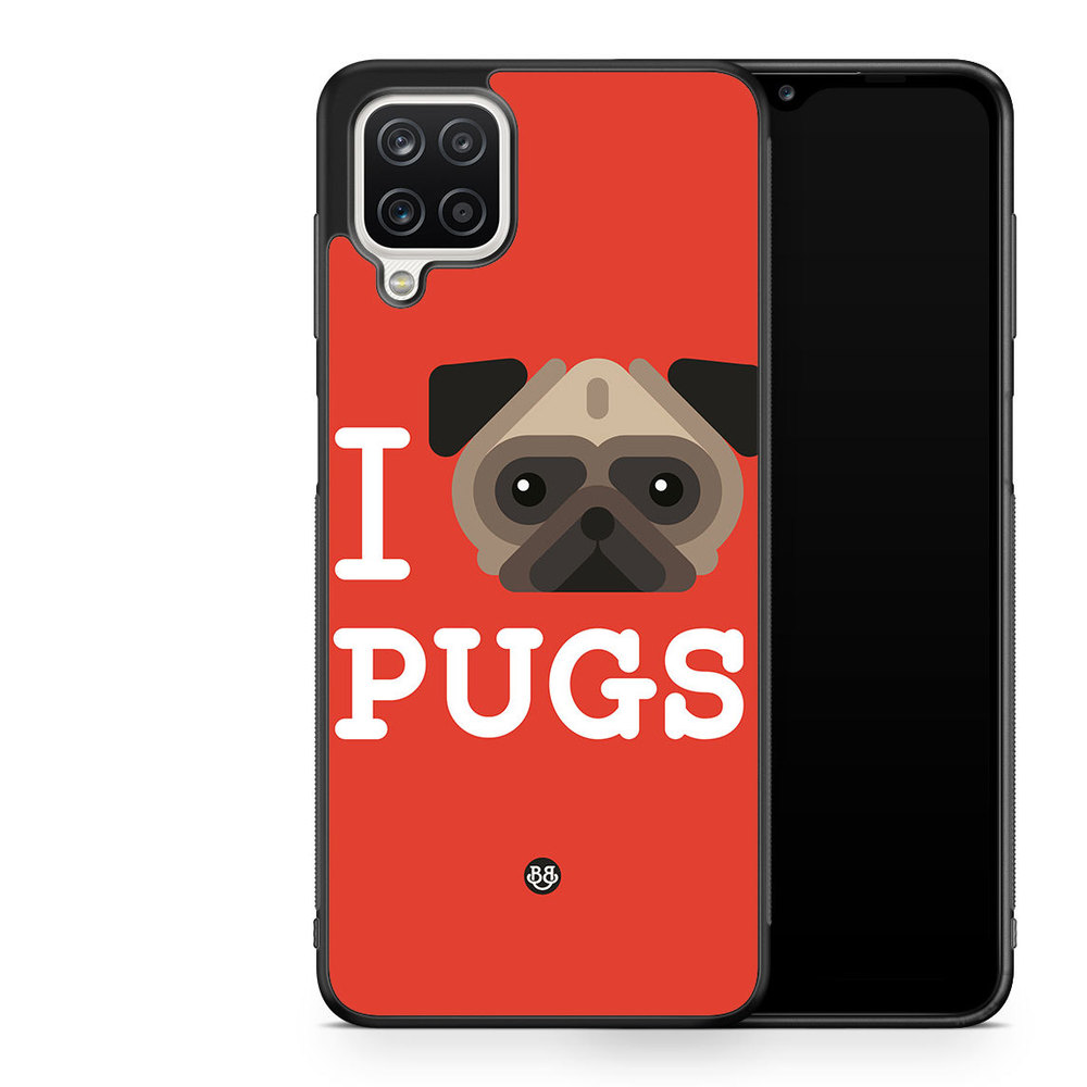 Samsung Galaxy A12 Case - I Love Pugs