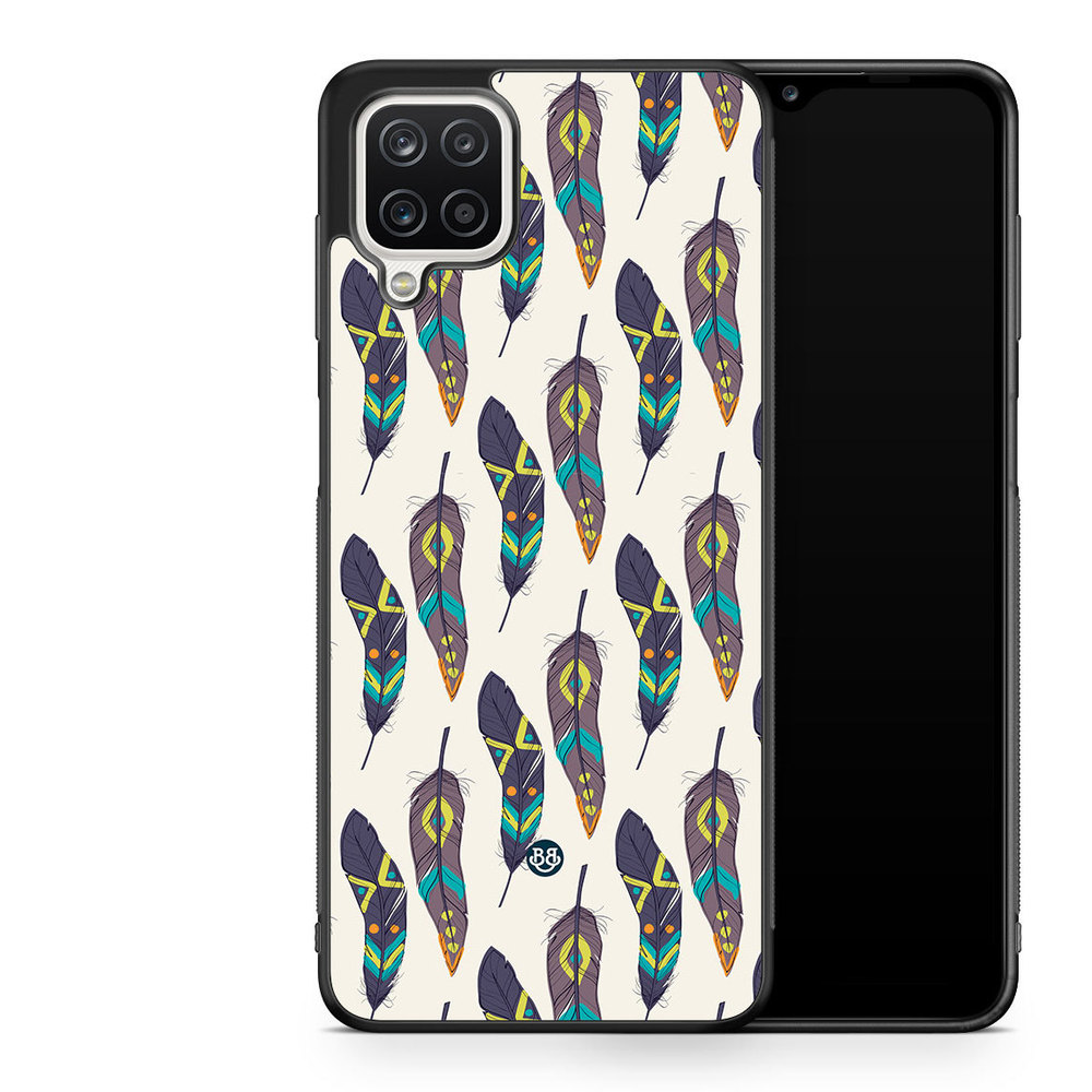 Samsung Galaxy A12 Case - Ethnic Feathers