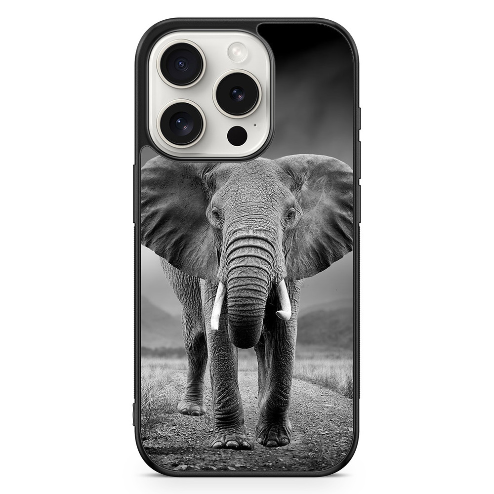 iPhone 15 Pro Case - Black/white Elephant