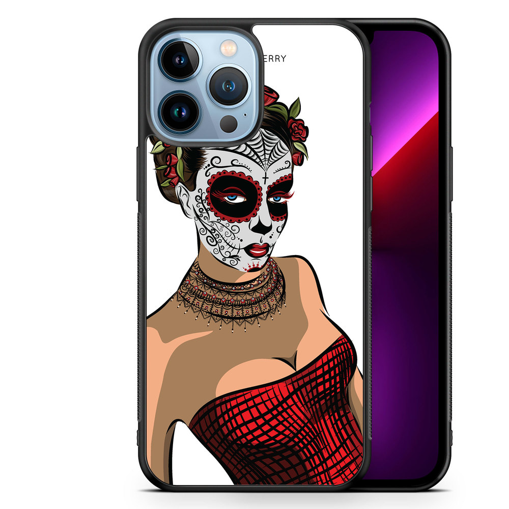 iPhone 13 Pro Max Case - Skull Mask Flowers