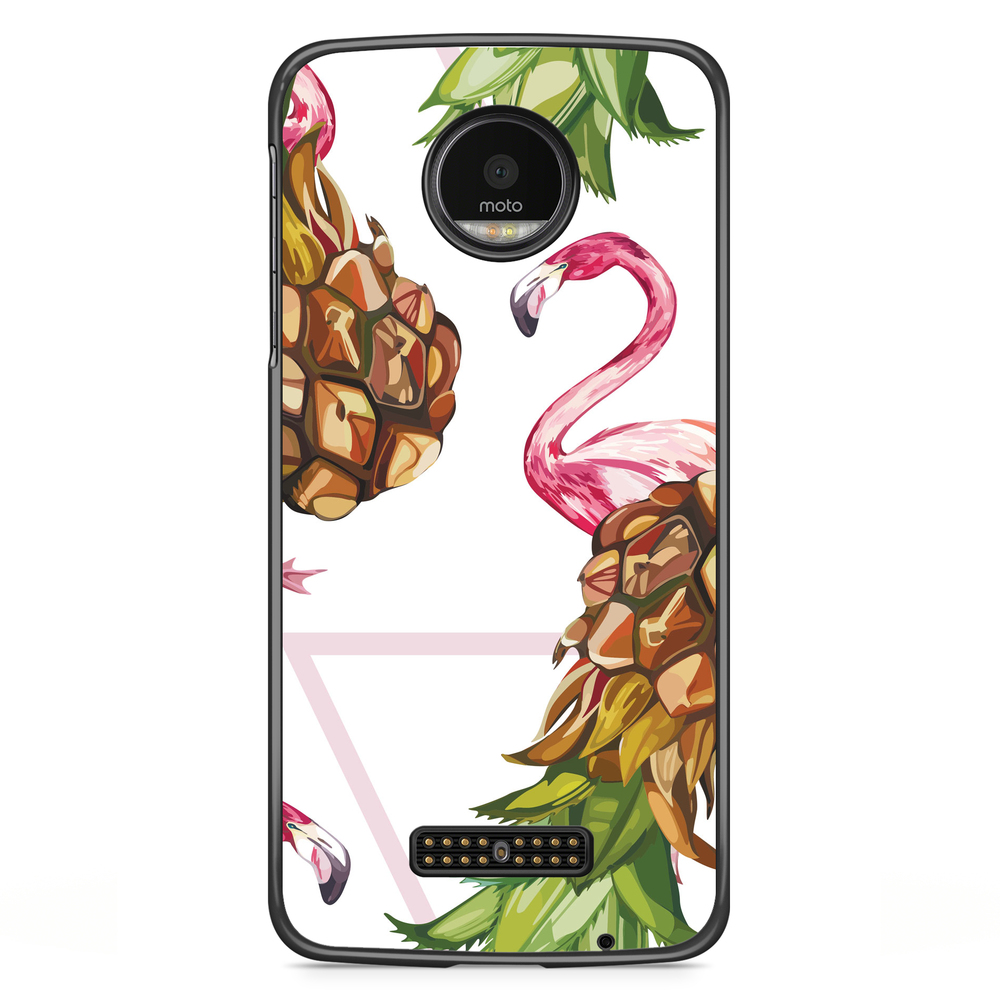 Moto Z2 Play Case - Pineapple & Flamingo