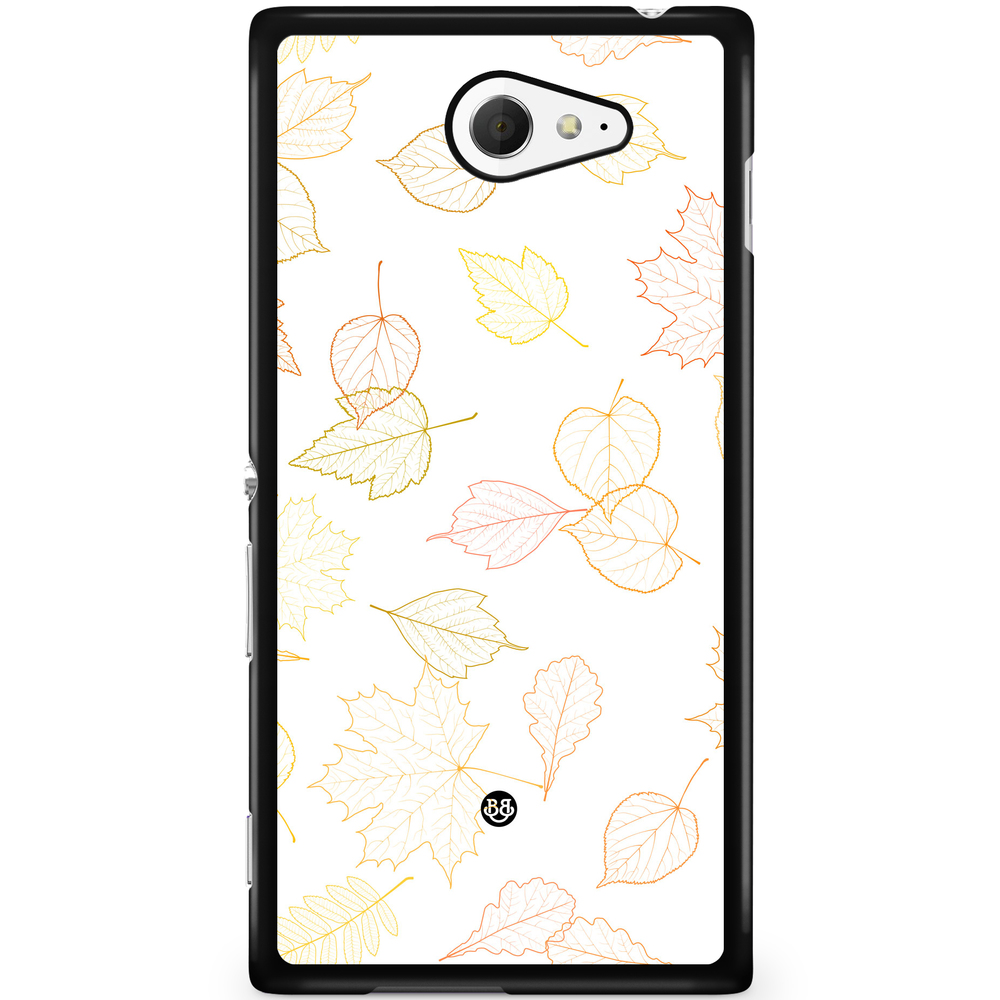 Sony Xperia M2 Aqua Case - White and Leaves