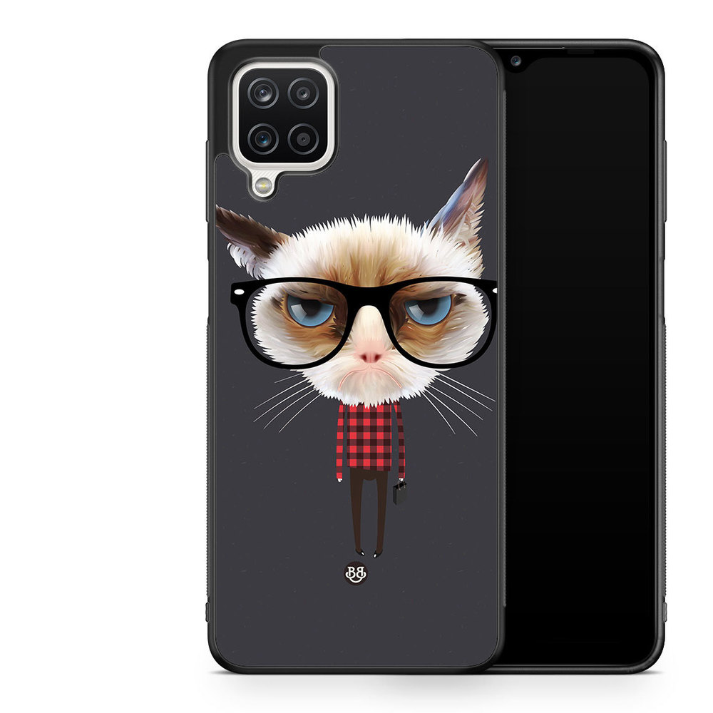 Samsung Galaxy A12 Case - Hipster Cat