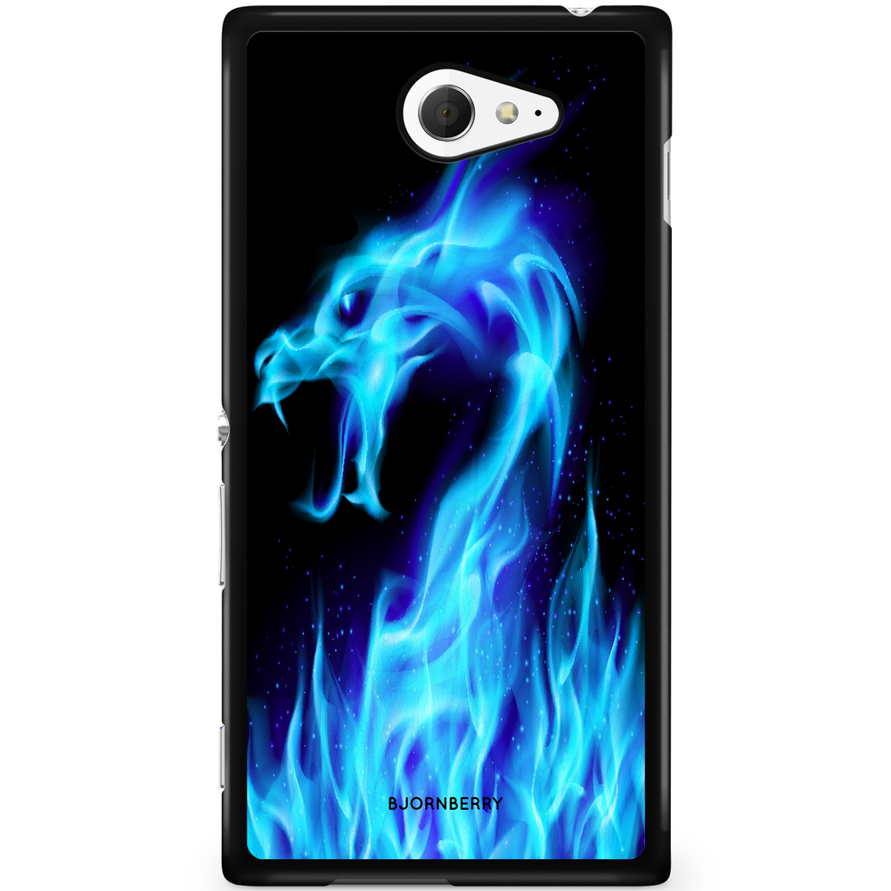 Sony Xperia M2 Aqua Case - Blue Flames Dragon