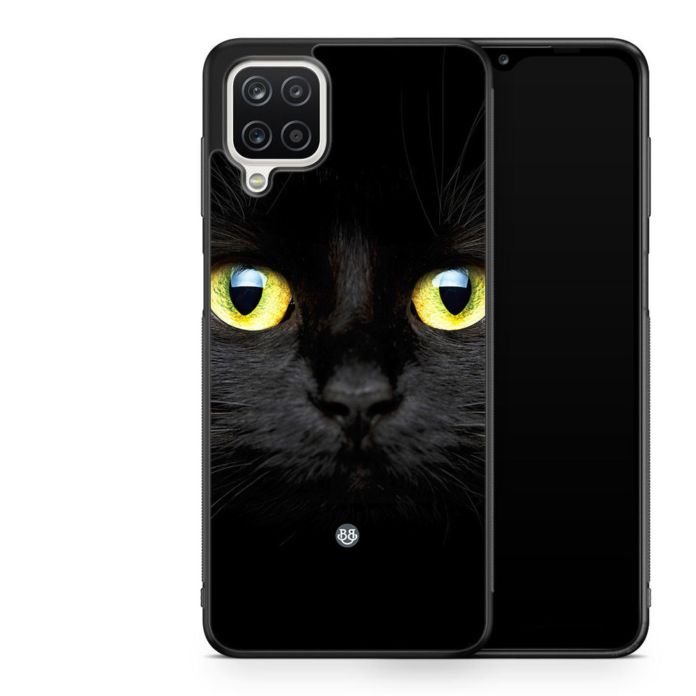 Samsung Galaxy A12 Case - Black Cat Closeup