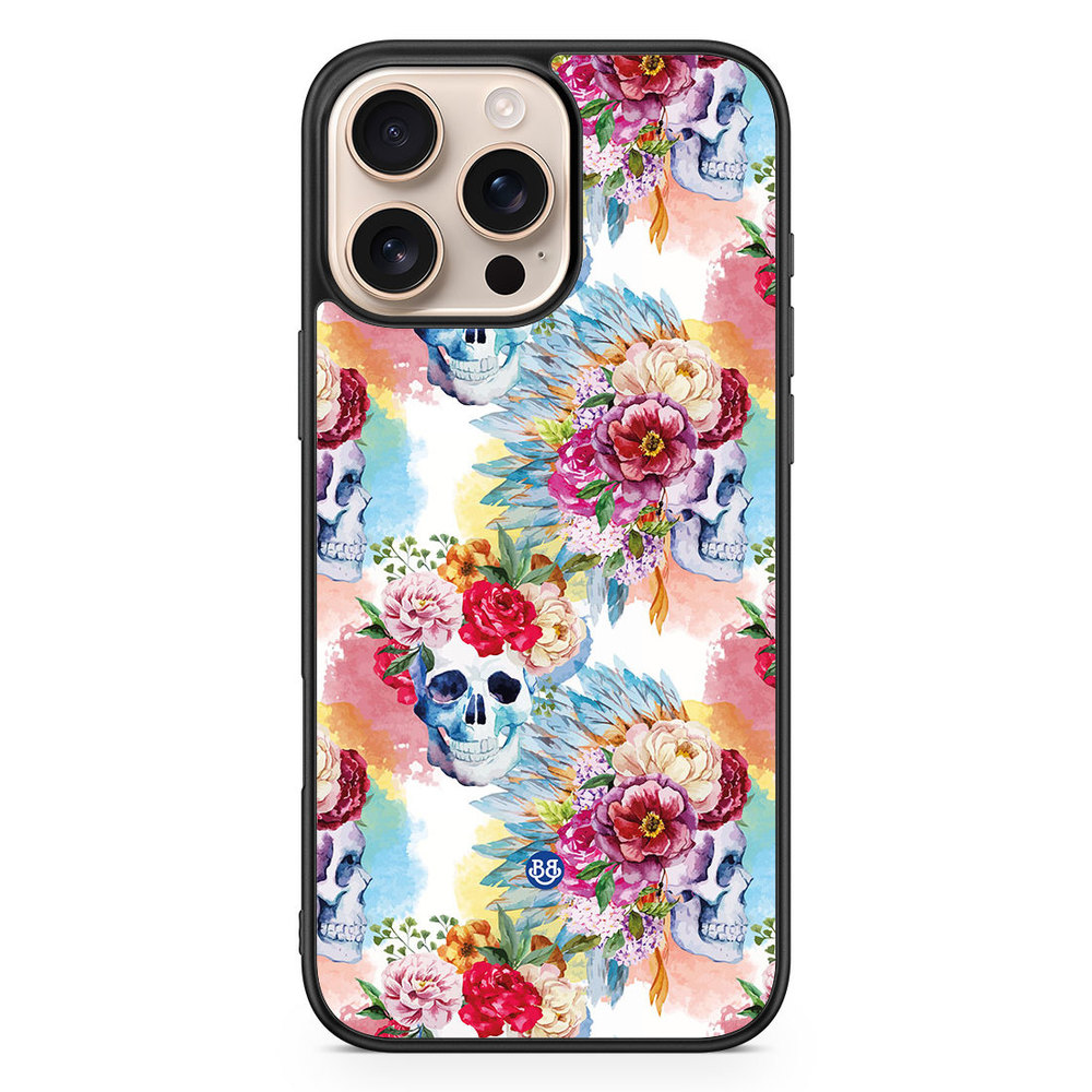 iPhone 16 Pro Max Case - Skulls And Flowers