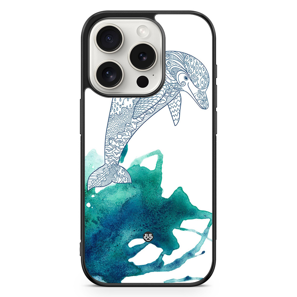 iPhone 15 Pro Case - Mandala Dolphin