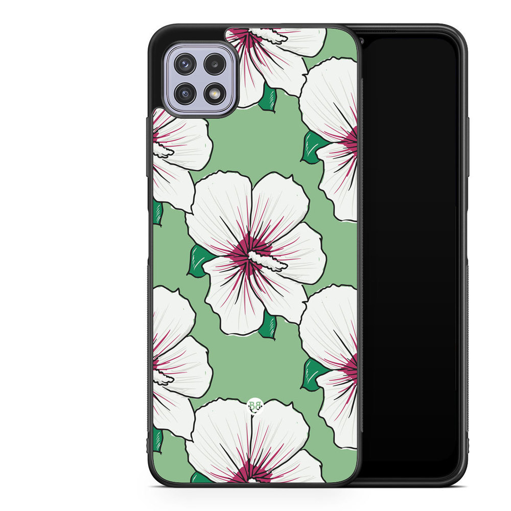 Samsung Galaxy A22 4G Skal - Gräddvita Blommor