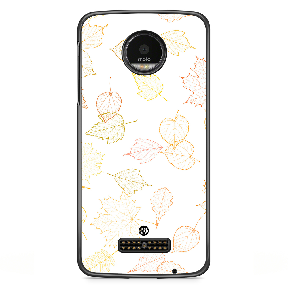 Motorola Moto Z Case - White and Leaves