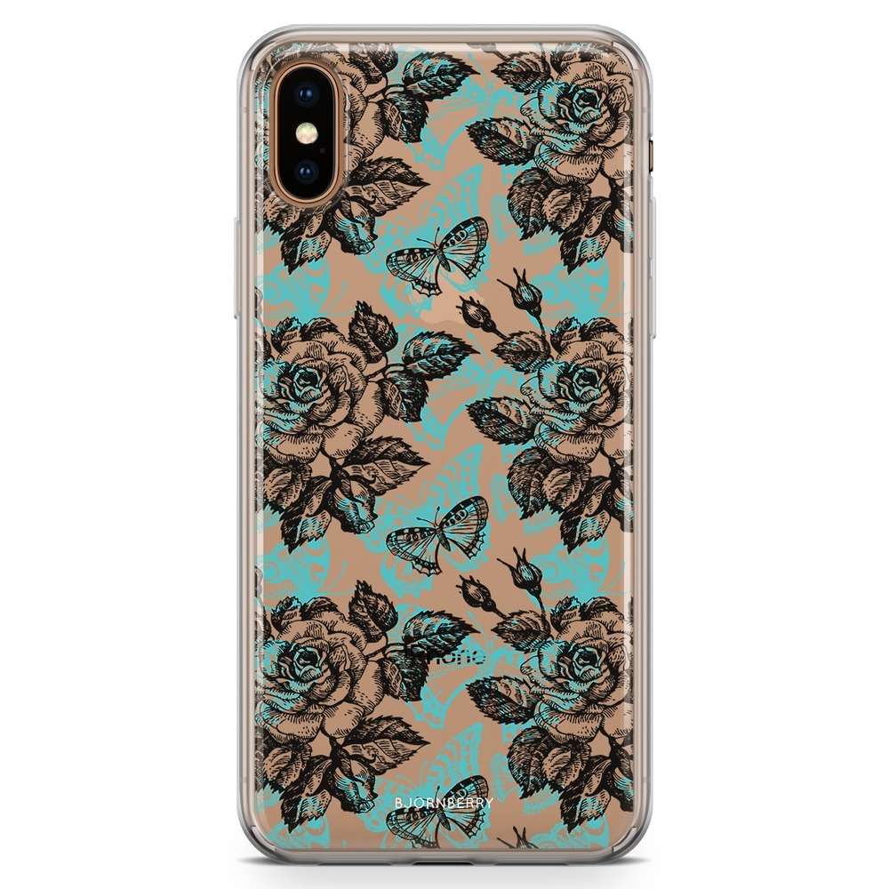 iPhone Xs Max Fashion Skal - Fjärilar & Rosor