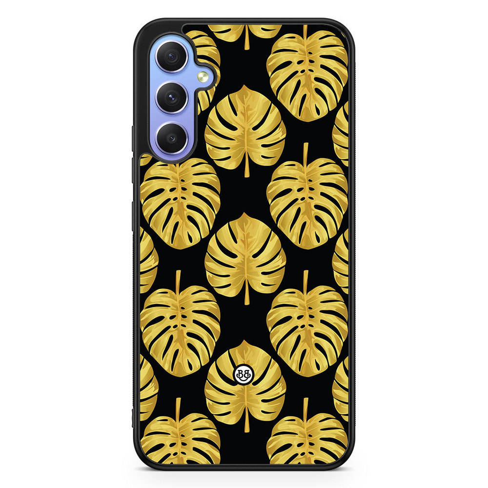 Samsung Galaxy A34 5G Case - Gold Monstera