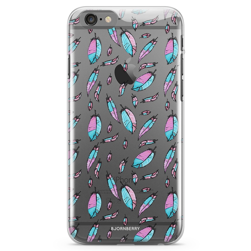iPhone 6/6s TPU Case - Pink/Blue Feathers