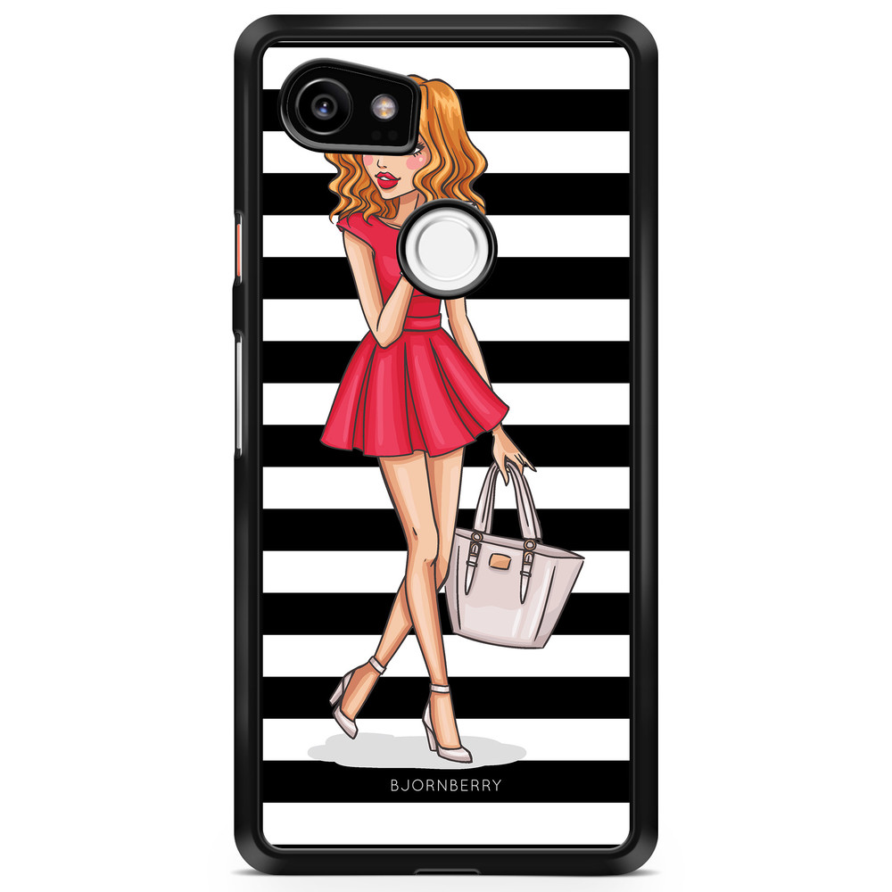 Google Pixel 2 XL Skal - Modeskiss Dam Röd