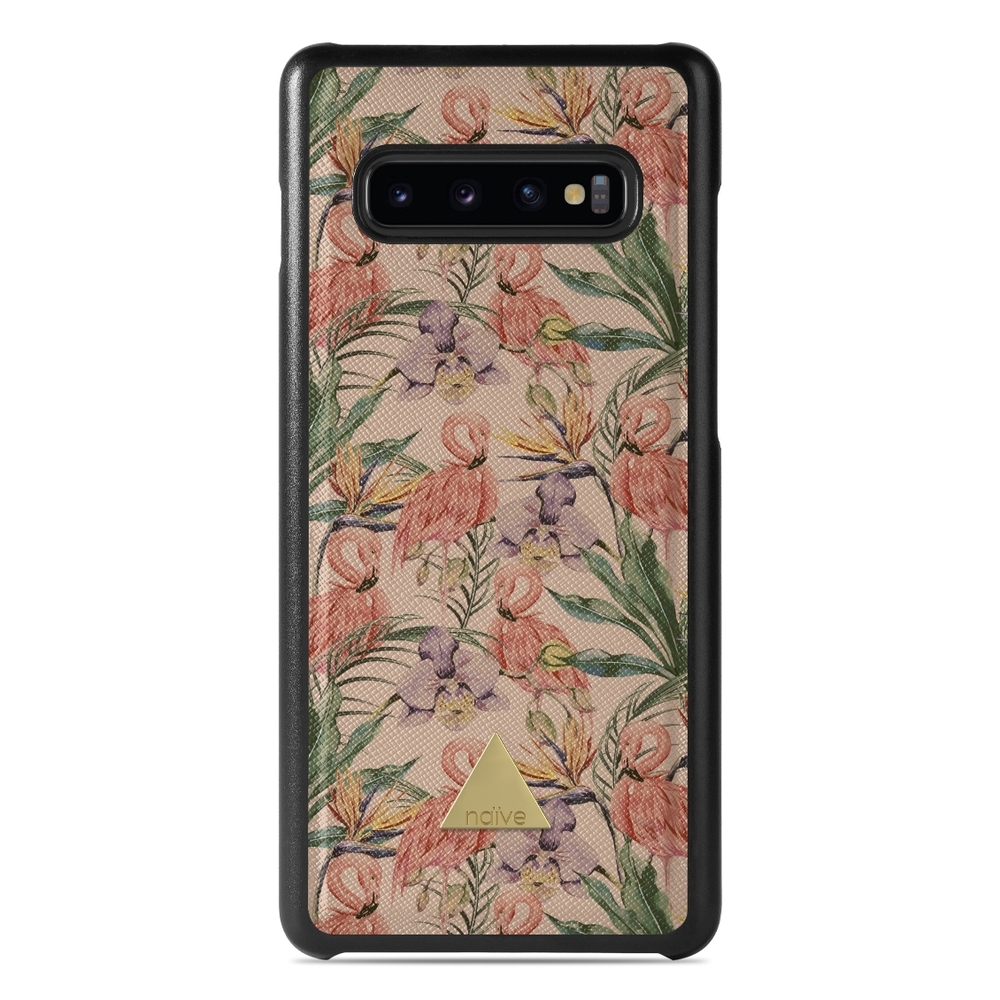Naive Samsung Galaxy S10 Case - Flamingos & Flowers