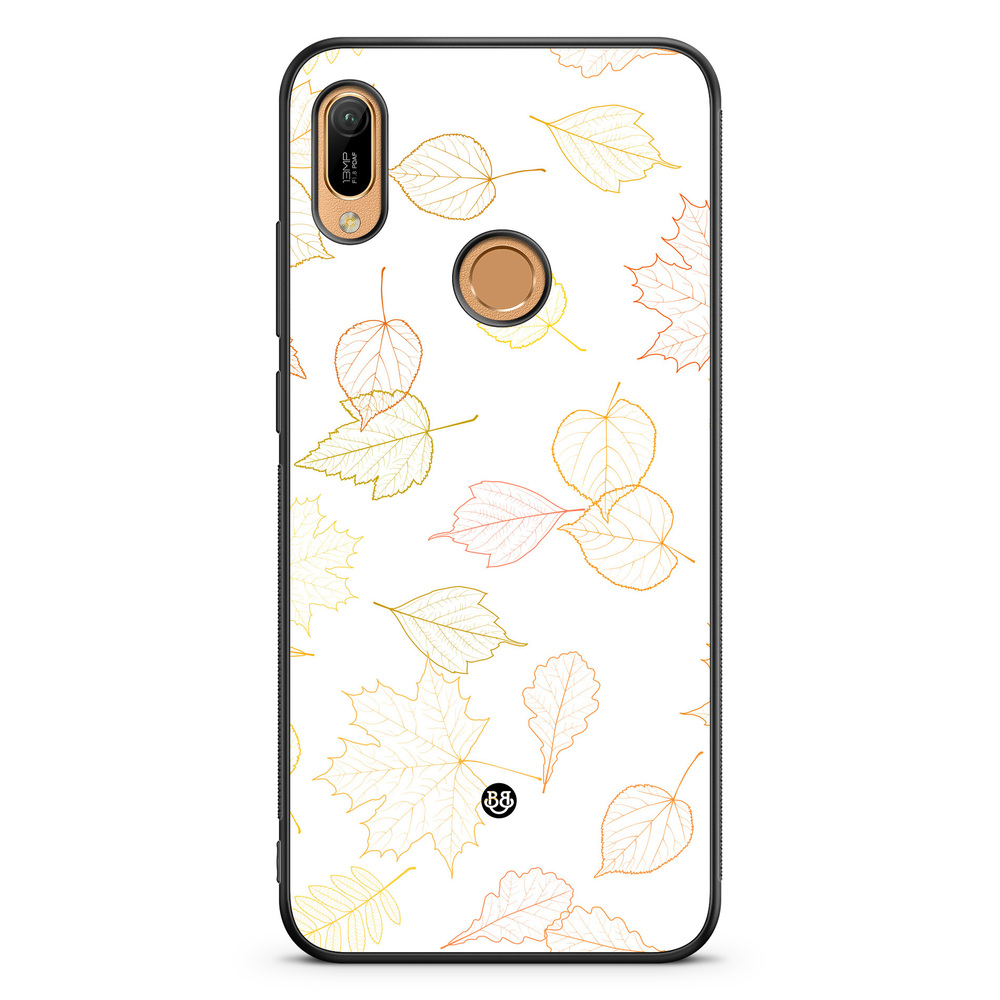 Huawei Y6 2019 Case - White and Leaves