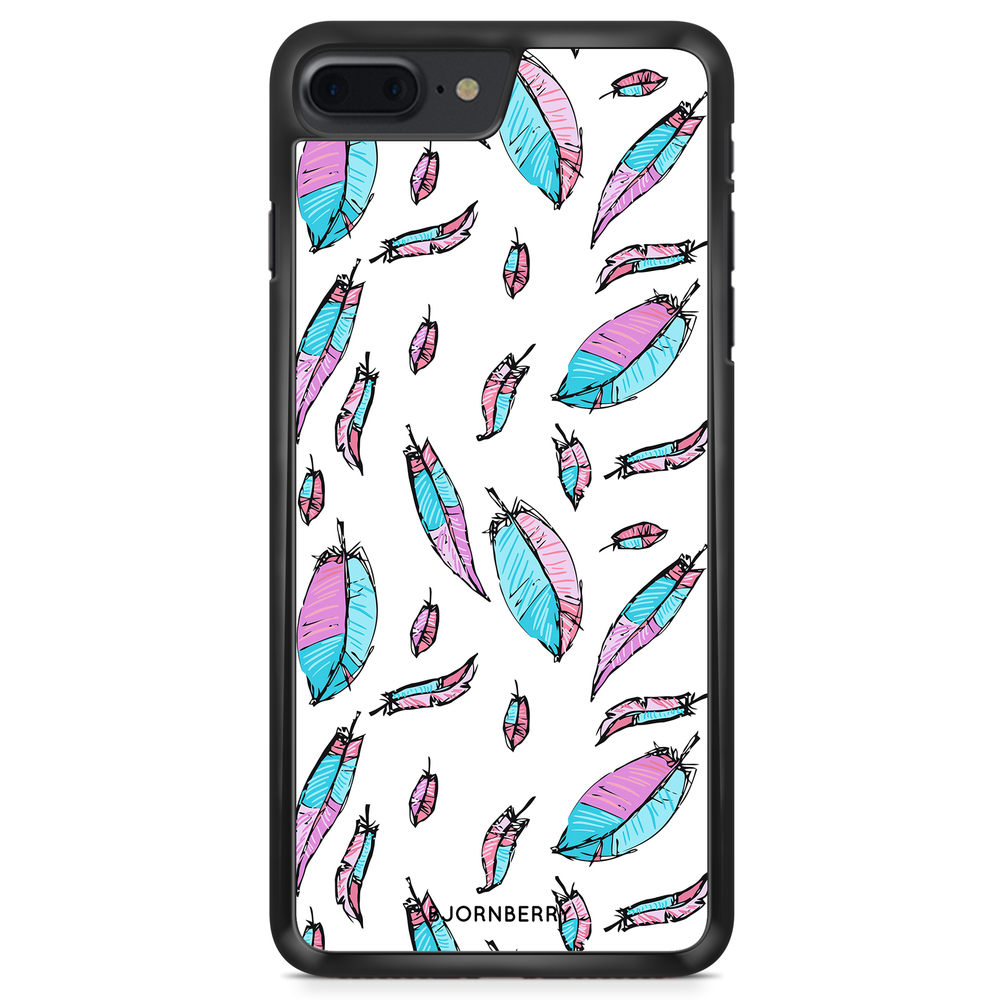 iPhone 8 Plus Case - Pink/Blue Feathers