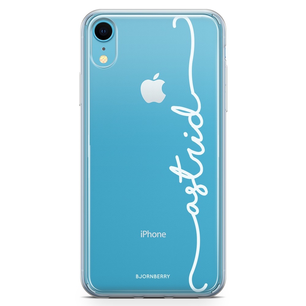 iPhone XR Fashion Custom Case - Vertical White Name