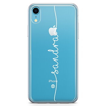 iPhone XR Skal Fashion Custom - Centrerat Namn Vit