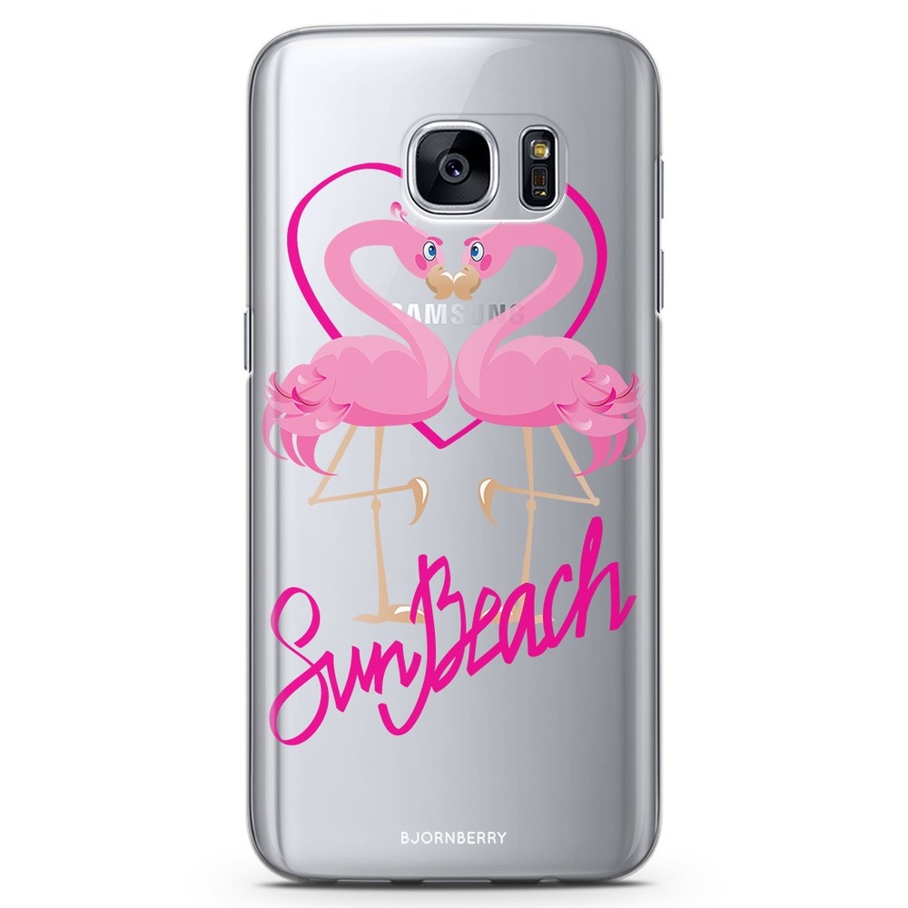 Samsung Galaxy S6 Edge TPU Case - Sun Beach Flamingo