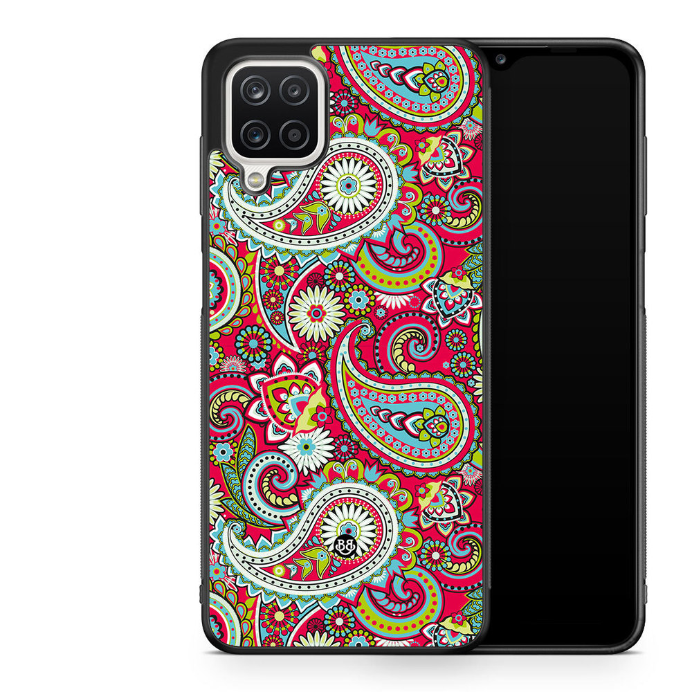 Samsung Galaxy A12 Case - Röd Paisley