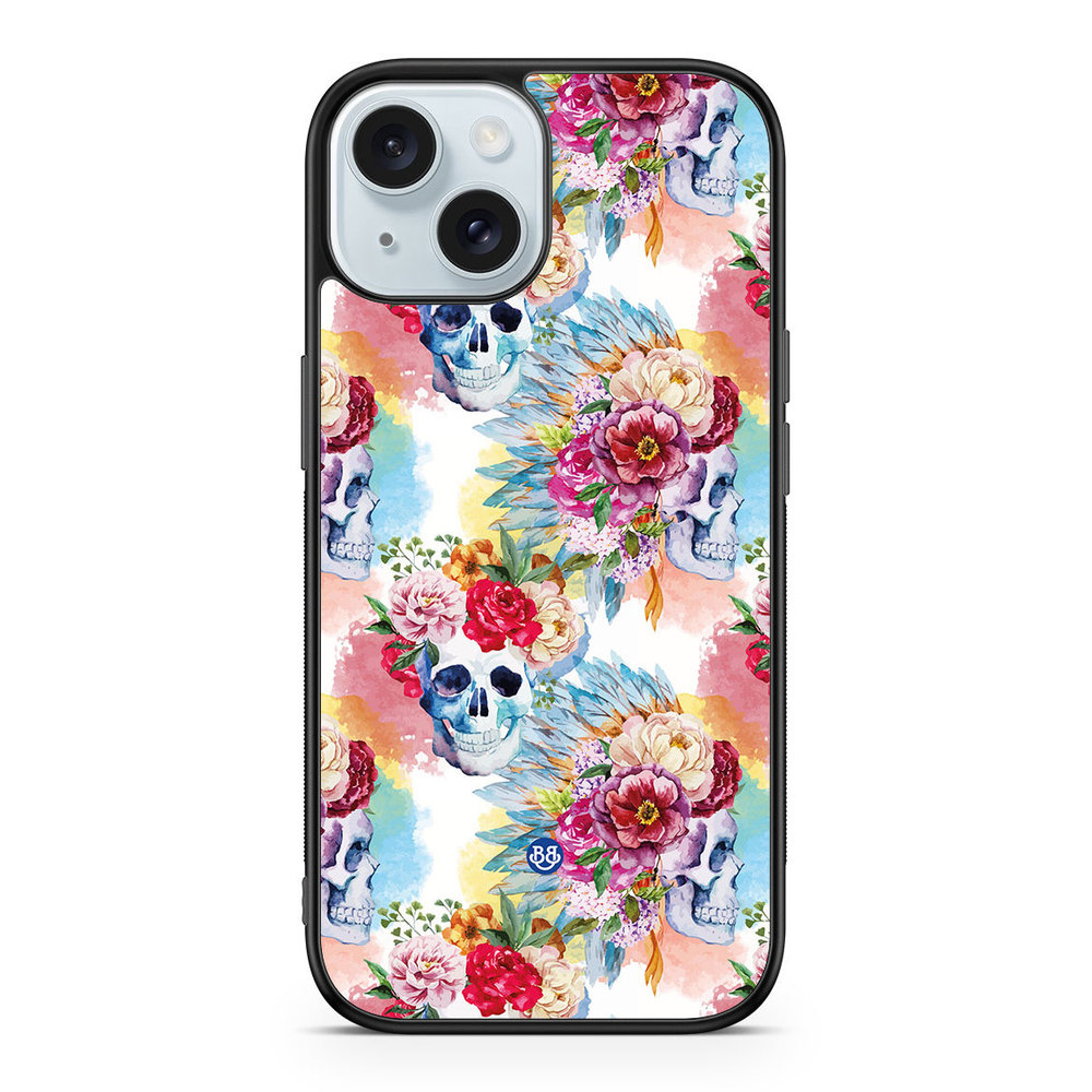 iPhone 15 Case - Skulls And Flowers