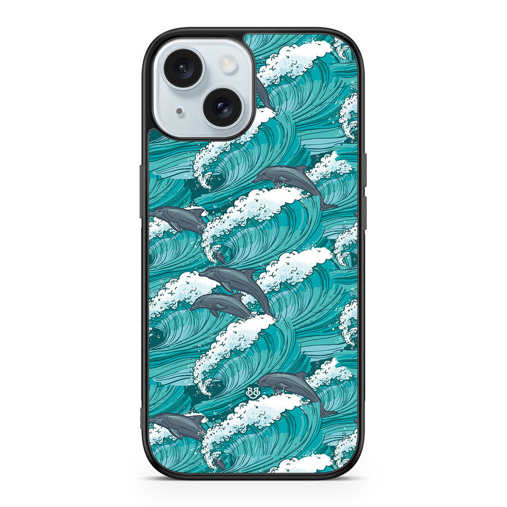 iPhone 15 Case - Waves and Dolphins