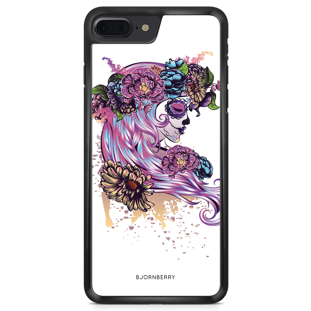 iPhone 8 Plus Case - Skull Girl Flowers