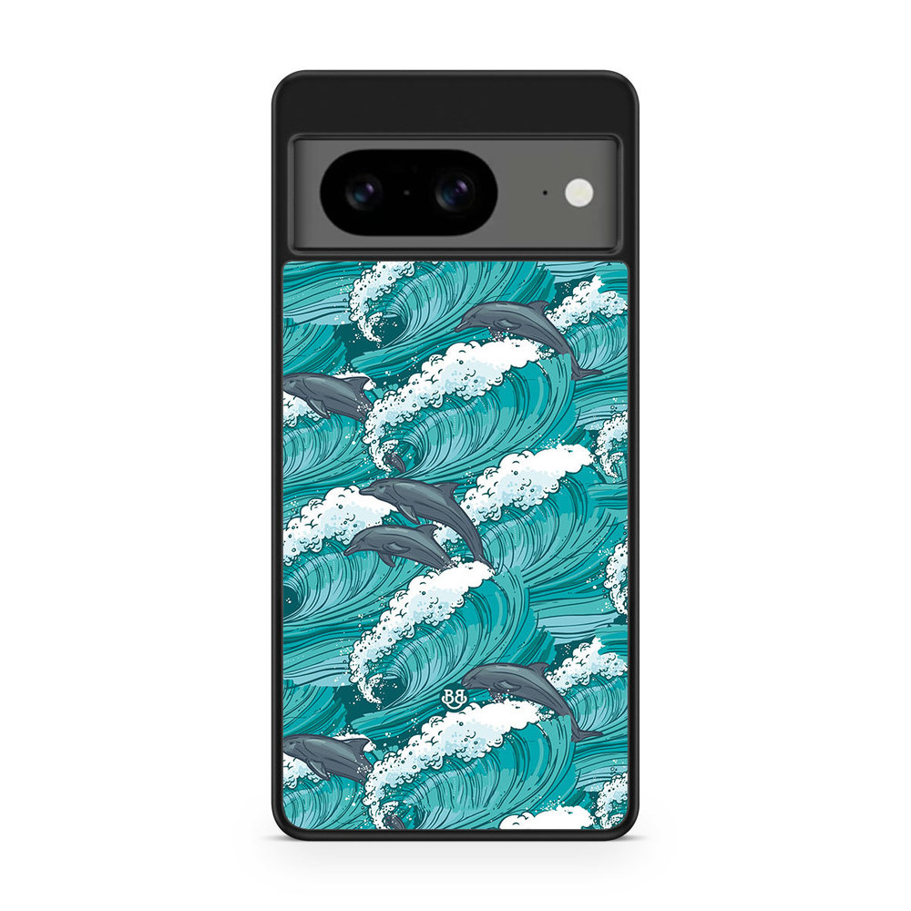 Google Pixel 8 Case - Waves and Dolphins