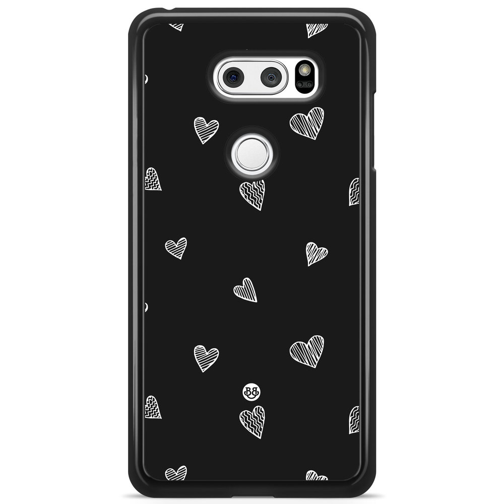 LG V30 Case - Black & White Hearts