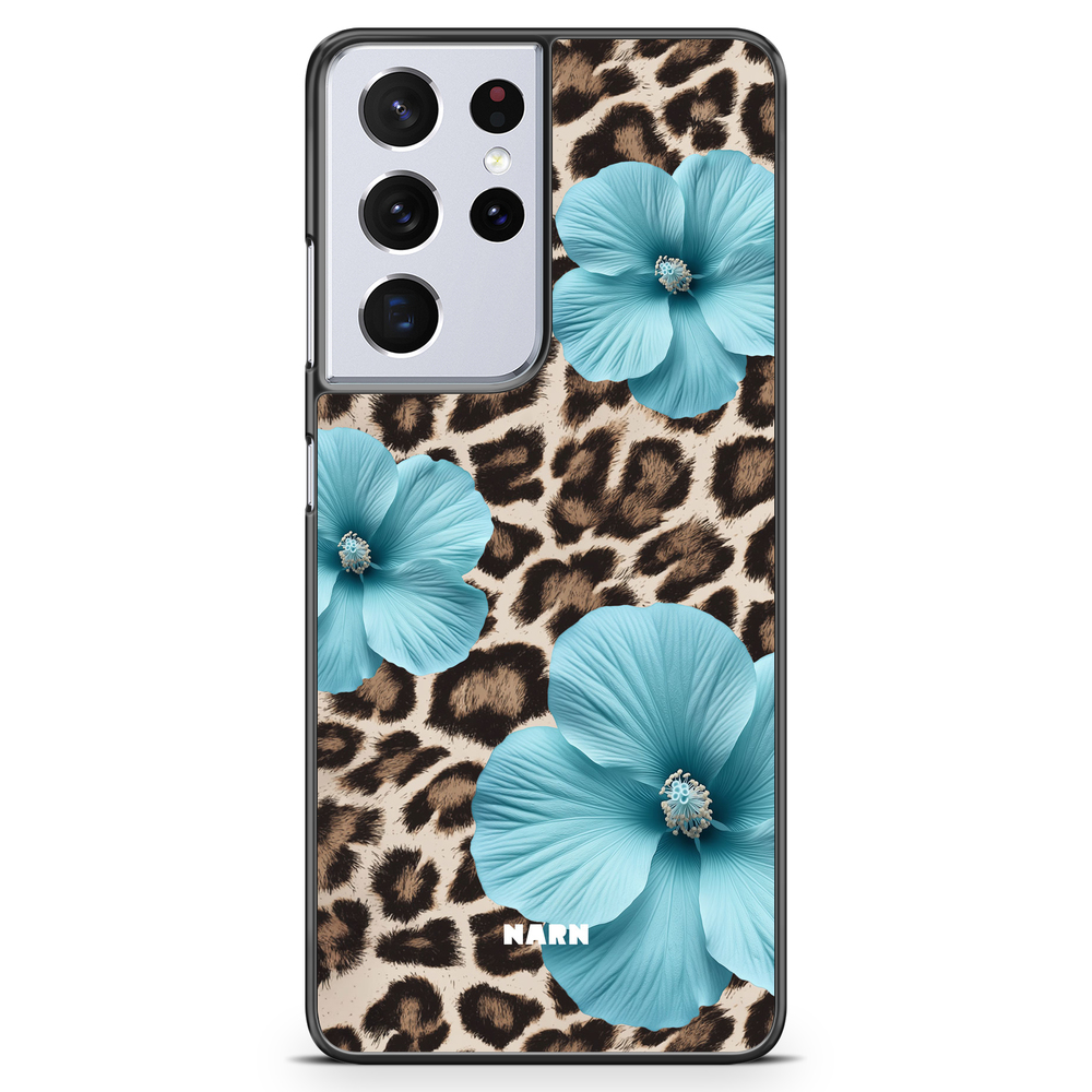 Samsung Galaxy S21 Ultra Case - Hibiscus Era - Turquoise Leopard