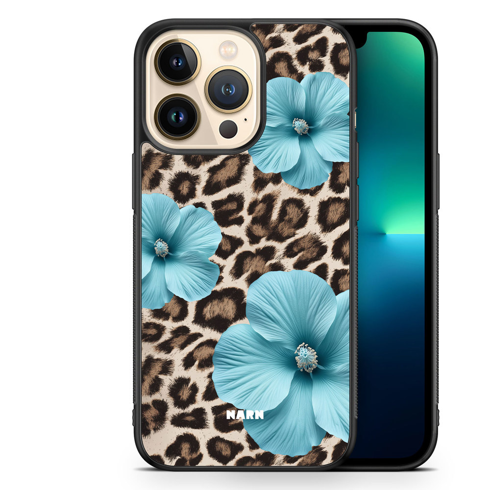 iPhone 13 Pro Case - Hibiscus Era - Turquoise Leopard