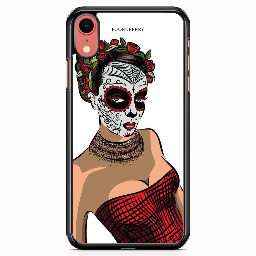 iPhone XR Case - Skull Mask Flowers
