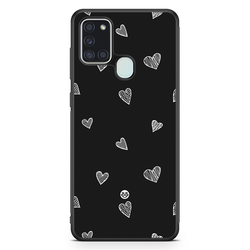 Samsung Galaxy A21s Case - Black & White Hearts