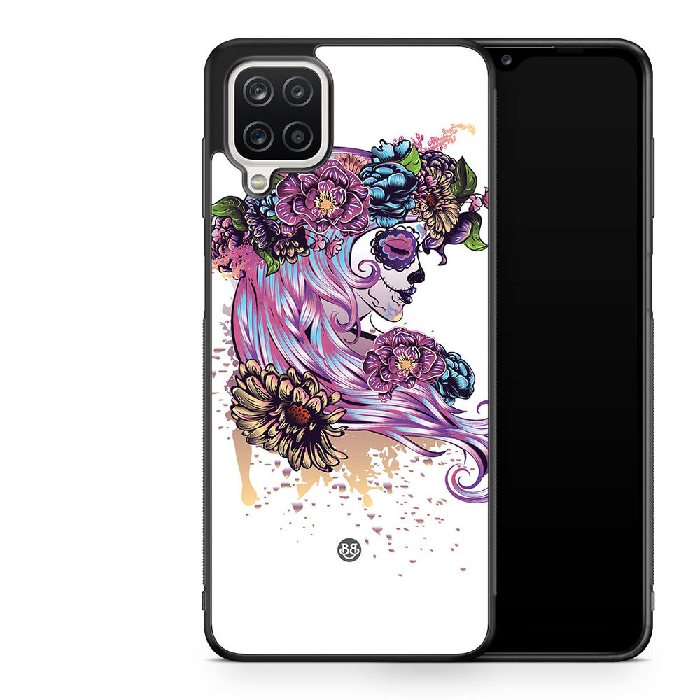 Samsung Galaxy A12 Skal - Skull Flower